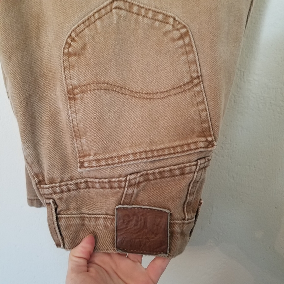 Vintage Lee Riveted Womens Jeans Tapered Leg Highwaisted Sz 14 Khaki Distressed. - Picture 8 of 13